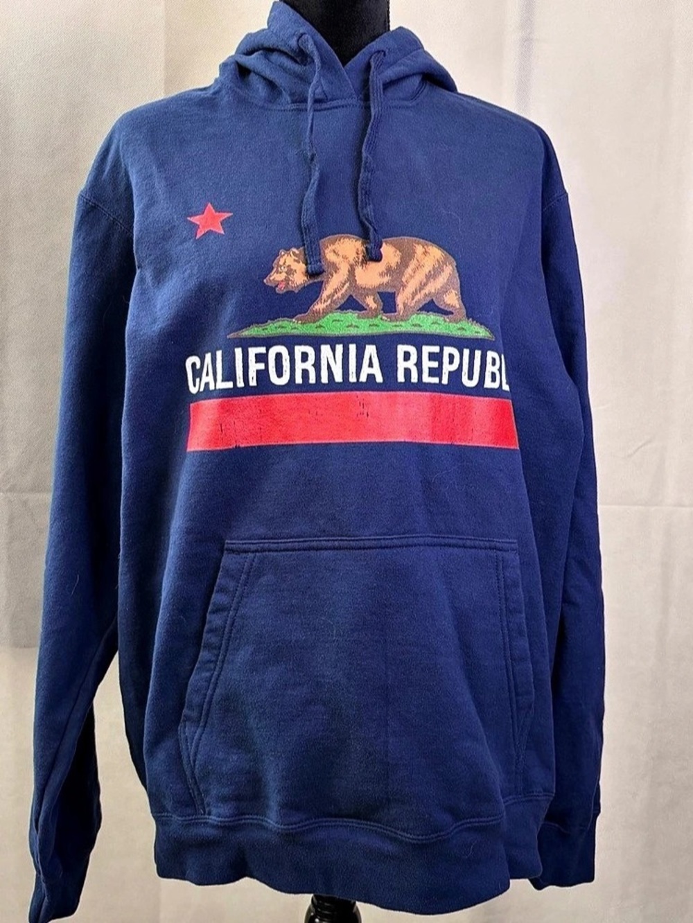 Port & Company Men's Blue Color Block Hoodie Size Large